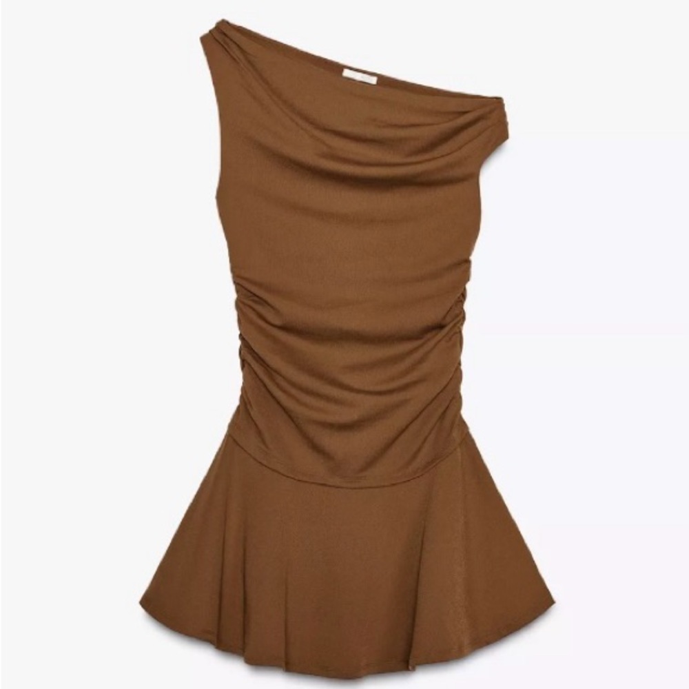 Elegant Brown Off-Shoulder Dress